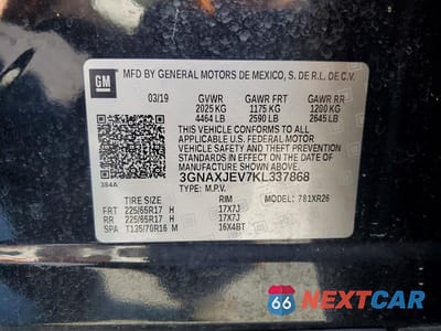 Zdjęcie 13 z 13 samochodu: 2019 CHEVROLET EQUINOX LT VIN:3GNAXJEV7KL337868 - miniatura