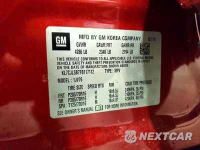 Zdjęcie 13 z 13 samochodu: 2015 CHEVROLET TRAX 1LT VIN:KL7CJLSB7FB117112 - miniatura
