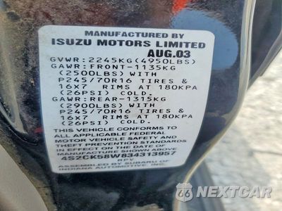Zdjęcie 13 z 13 samochodu: 2003 ISUZU RODEO S VIN:4S2CK58W834313957 - miniatura