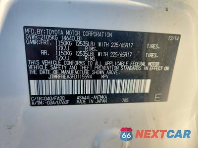 Zdjęcie 12 z 12 samochodu: 2015 TOYOTA RAV4 XLE VIN:JTMRFREV3FD115594 - miniatura