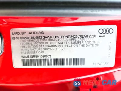 Zdjęcie 13 z 13 samochodu: 2017 AUDI S3 PREMIUM PLUS VIN:WAUB1GFF3H1020952 - miniatura