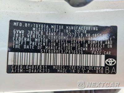 Zdjęcie 13 z 13 samochodu: 2018 TOYOTA COROLLA LE VIN:5YFBURHEXJP816626 - miniatura