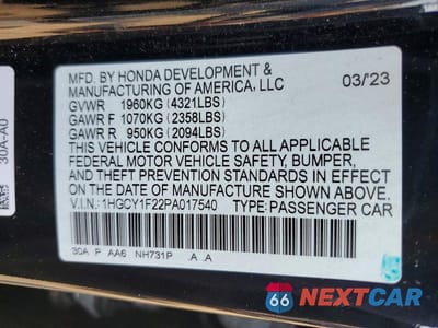 Zdjęcie 13 z 13 samochodu: 2023 HONDA ACCORD LX VIN:1HGCY1F22PA017540 - miniatura