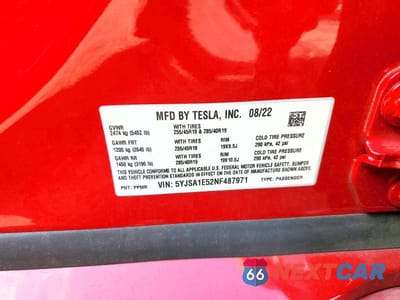 Zdjęcie 12 z 12 samochodu: 2022 TESLA MODEL S VIN:5YJSA1E52NF487971 - miniatura