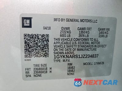 Zdjęcie 13 z 13 samochodu: 2018 CADILLAC XT5 VIN:1GYKNARS1JZ234837 - miniatura