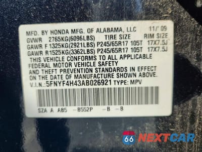 Zdjęcie 13 z 13 samochodu: 2010 HONDA PILOT EX VIN:5FNYF4H43AB026921 - miniatura