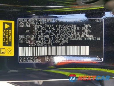 Zdjęcie 13 z 13 samochodu: 2012 LEXUS RX 350 VIN:2T2ZK1BA6CC070315 - miniatura