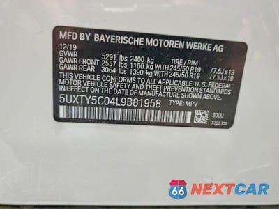 Zdjęcie 14 z 14 samochodu: 2020 BMW X3 XDRIVE30I VIN:5UXTY5C04L9B81958 - miniatura