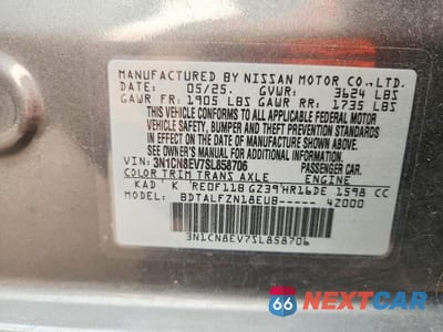 Zdjęcie 12 z 12 samochodu: 2025 NISSAN VERSA SV VIN:3N1CN8EV7SL858706 - miniatura