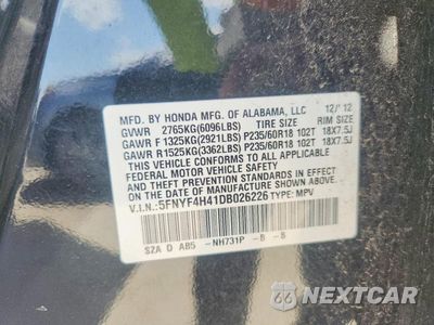 Zdjęcie 13 z 13 samochodu: 2013 HONDA PILOT EX VIN:5FNYF4H41DB026226 - miniatura