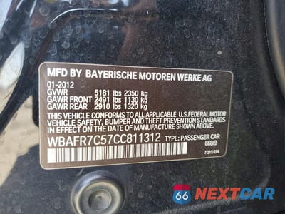 Zdjęcie 13 z 13 samochodu: 2012 BMW 535 I VIN:WBAFR7C57CC811312 - miniatura
