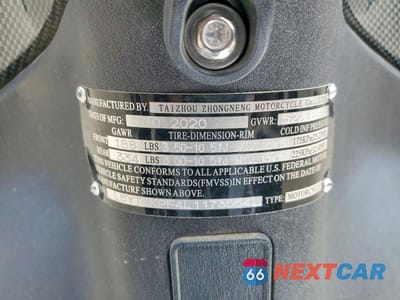 Zdjęcie 9 z 9 samochodu: 2020 ZNEN SCOOTER VIN:L5YTCKPF4L1173554 - miniatura