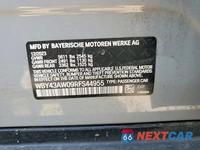 Zdjęcie 12 z 12 samochodu: 2024 BMW I4 EDRIVE 35 VIN:WBY43AW09RFS44955 - miniatura