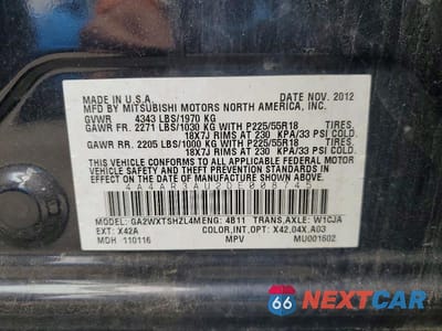 Zdjęcie 14 z 14 samochodu: 2013 MITSUBISHI OUTLANDER SPORT ES VIN:4A4AR3AU2DE008745 - miniatura