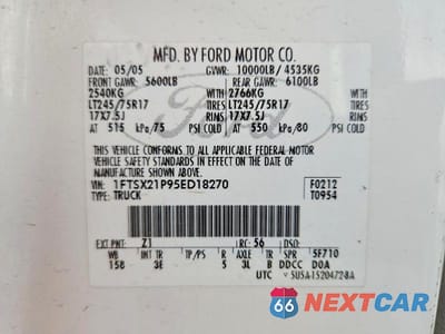 Zdjęcie 12 z 12 samochodu: 2005 FORD F250 SUPER DUTY VIN:1FTSX21P95ED18270 - miniatura