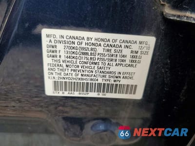 Zdjęcie 13 z 13 samochodu: 2011 ACURA MDX VIN:2HNYD2H2XBH518604 - miniatura