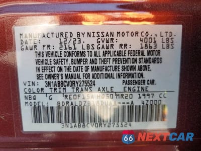 Zdjęcie 12 z 12 samochodu: 2024 NISSAN SENTRA SV VIN:3N1AB8CV0RY275524 - miniatura