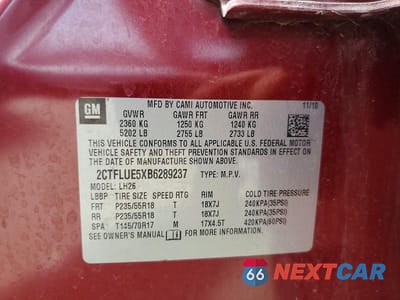 Zdjęcie 13 z 13 samochodu: 2011 GMC TERRAIN SLT VIN:2CTFLUE5XB6289237 - miniatura