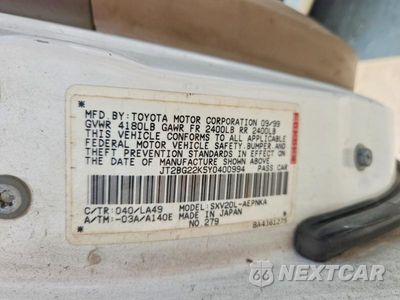 Zdjęcie 12 z 12 samochodu: 2000 TOYOTA CAMRY LE VIN:JT2BG22K5Y0400994 - miniatura