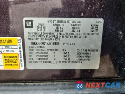 Zdjęcie 13 z 13 samochodu: 2015 GMC ACADIA SLE VIN:1GKKRPKD1FJ317056 - miniatura
