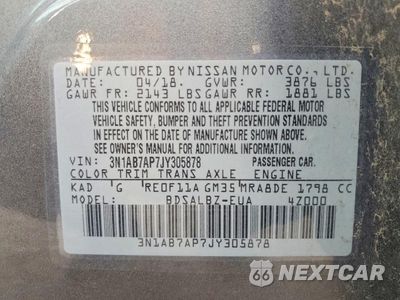 Zdjęcie 12 z 12 samochodu: 2018 NISSAN SENTRA S VIN:3N1AB7AP7JY305878 - miniatura