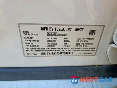 Zdjęcie 12 z 12 samochodu: 2023 TESLA MODEL S VIN:5YJSA1E54PF516115 - miniatura