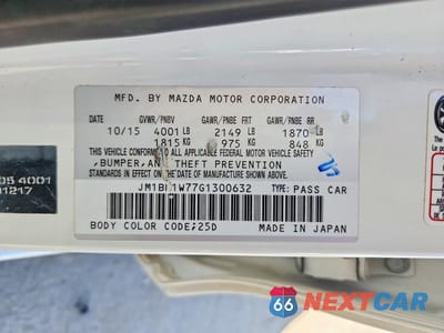 Zdjęcie 12 z 12 samochodu: 2016 MAZDA 3 TOURING VIN:JM1BM1W77G1300632 - miniatura