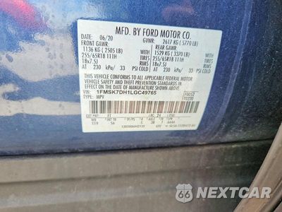 Zdjęcie 13 z 13 samochodu: 2020 FORD EXPLORER XLT VIN:1FMSK7DH1LGC49765 - miniatura
