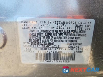 Zdjęcie 12 z 12 samochodu: 2025 NISSAN VERSA SV VIN:3N1CN8EV2SL865062 - miniatura