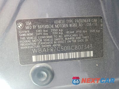 Zdjęcie 12 z 12 samochodu: 2011 BMW 535 I VIN:WBAFR7C50BC807343 - miniatura