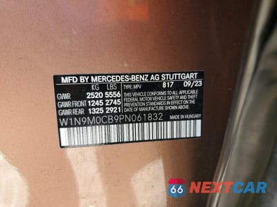 Zdjęcie 13 z 13 samochodu: 2023 MERCEDES-BENZ EQB 250+ VIN:W1N9M0CB9PN061832 - miniatura