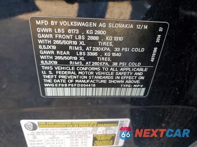 Zdjęcie 13 z 13 samochodu: 2015 VOLKSWAGEN TOUAREG V6 VIN:WVGEF9BP5FD004416 - miniatura