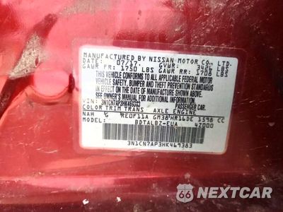 Zdjęcie 12 z 12 samochodu: 2017 NISSAN VERSA 1.6 SV VIN:3N1CN7AP3HK469383 - miniatura