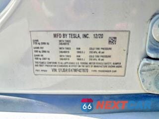 Zdjęcie 10 z 11 samochodu: 2021 TESLA MODEL S VIN:5YJSA1E47MF427870 - miniatura
