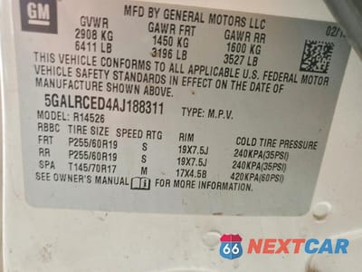 Zdjęcie 13 z 13 samochodu: 2010 BUICK ENCLAVE VIN:5GALRCED4AJ188311 - miniatura