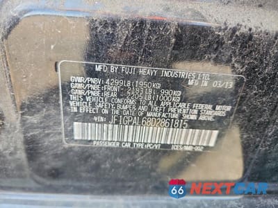 Zdjęcie 13 z 13 samochodu: 2013 SUBARU IMPREZA SPORT PREMIUM VIN:JF1GPAL68D2861815 - miniatura