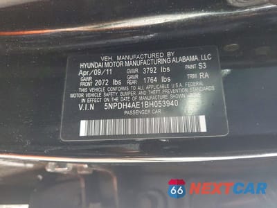 Zdjęcie 12 z 12 samochodu: 2011 HYUNDAI ELANTRA GLS VIN:5NPDH4AE1BH053940 - miniatura