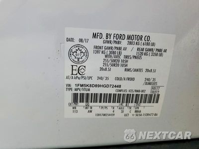 Zdjęcie 13 z 13 samochodu: 2017 FORD EXPLORER XLT VIN:1FM5K8D89HGD72448 - miniatura