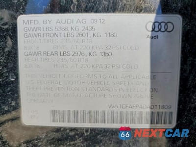 Zdjęcie 13 z 13 samochodu: 2013 AUDI Q5 PREMIUM VIN:WA1CFAFP4DA011809 - miniatura