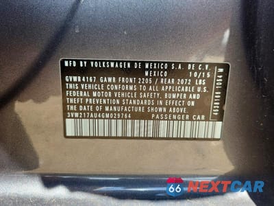 Zdjęcie 12 z 12 samochodu: 2016 VOLKSWAGEN GOLF S/SE VIN:3VW217AU4GM029764 - miniatura