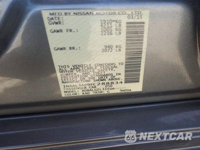 Zdjęcie 12 z 12 samochodu: 2015 NISSAN ALTIMA 2.5 S VIN:1N4AL3AP9FC288834 - miniatura