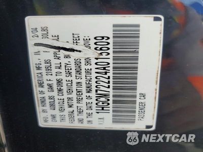 Zdjęcie 12 z 12 samochodu: 2004 HONDA ACCORD LX VIN:1HGCM72224A015609 - miniatura
