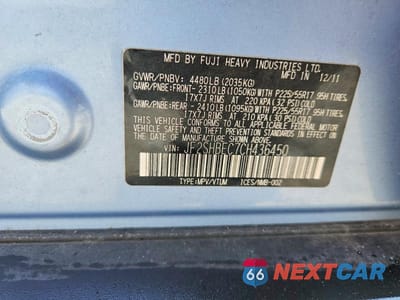 Zdjęcie 13 z 13 samochodu: 2012 SUBARU FORESTER LIMITED VIN:JF2SHBEC7CH436450 - miniatura