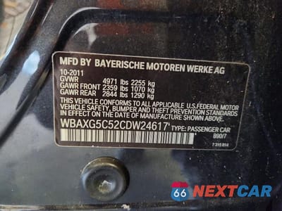 Zdjęcie 12 z 12 samochodu: 2012 BMW 528 I VIN:WBAXG5C52CDW24617 - miniatura