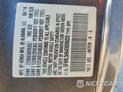 Zdjęcie 13 z 13 samochodu: 2014 HONDA ODYSSEY EXL VIN:5FNRL5H64EB096020 - miniatura