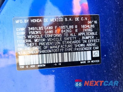 Zdjęcie 12 z 12 samochodu: 2016 HONDA FIT EX VIN:3HGGK5H80GM705177 - miniatura