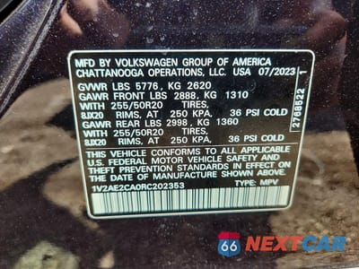Zdjęcie 13 z 13 samochodu: 2024 VOLKSWAGEN ATLAS CROSS SPORT SEL R-LINE VIN:1V2AE2CA0RC202353 - miniatura