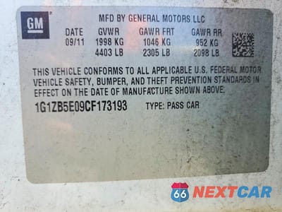 Zdjęcie 12 z 12 samochodu: 2012 CHEVROLET MALIBU LS VIN:1G1ZB5E09CF173193 - miniatura