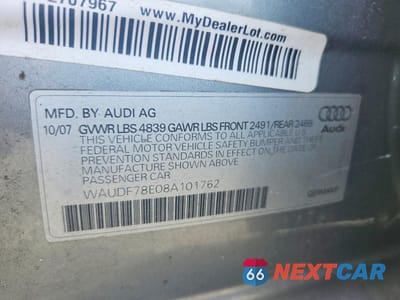 Zdjęcie 12 z 12 samochodu: 2008 AUDI A4 VIN:WAUDF78E08A101762 - miniatura