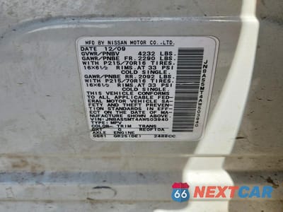 Zdjęcie 13 z 13 samochodu: 2010 NISSAN ROGUE SL VIN:JN8AS5MT4AW503940 - miniatura
